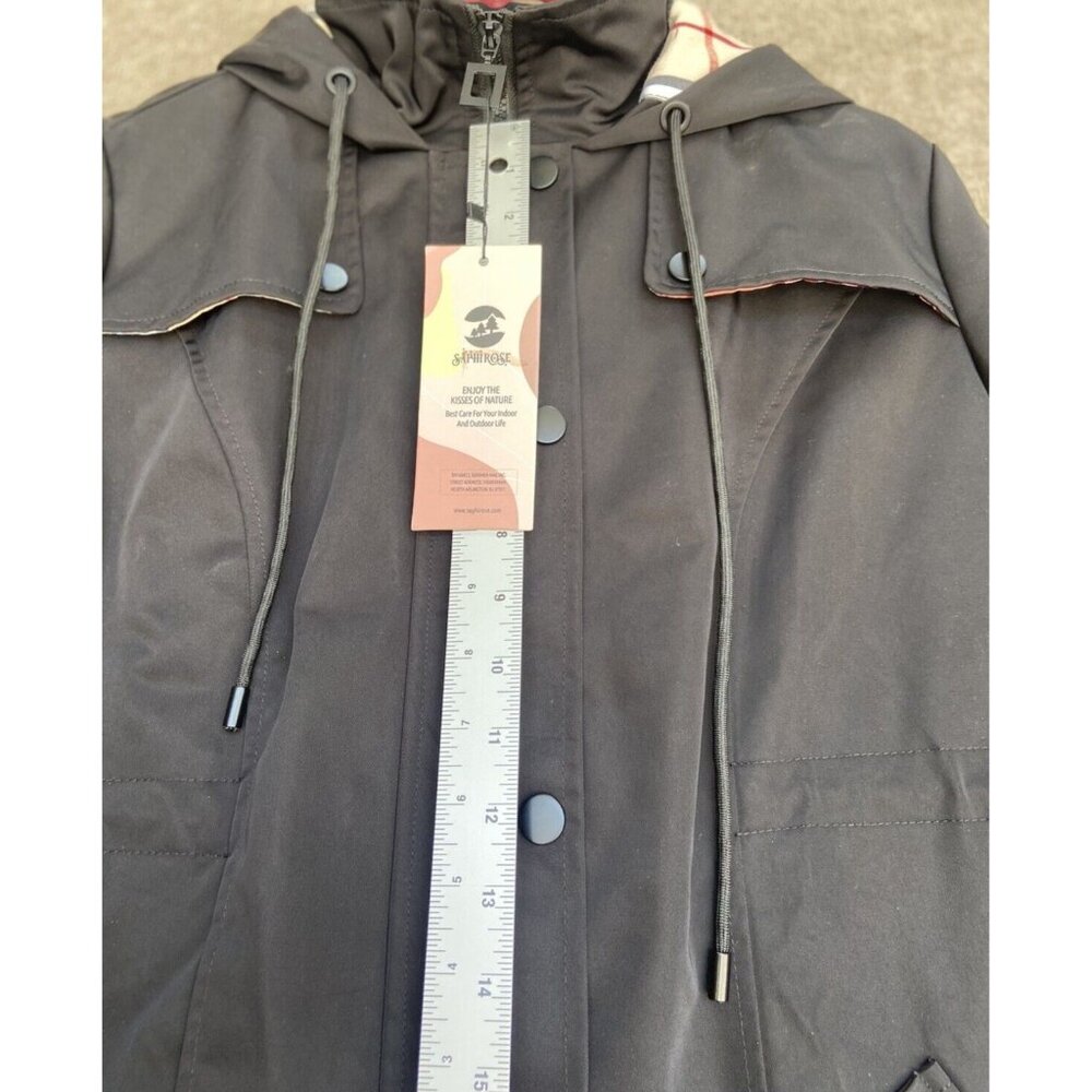 SaphiRose Women's Long Hooded Rain Jacket Outdoor Raincoat Windbreaker Sz S NEW - Picture 14 of 15